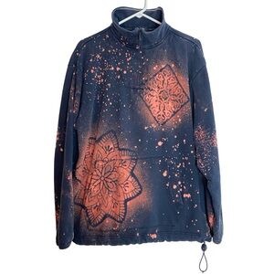 Handmade 1/4 Zip Sweatshirt Pullover Mens Size Medium Navy Blue Nautica Upcycled